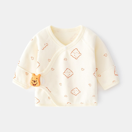 Sub 99 Lei - Pijama Bluza pentru Nou-nascuti, Flippy, din Bumbac, stil de Primavara - Toamna, Topic pentru Bebelusi, Print Ursulet, Marimea 52 cm, Bej
