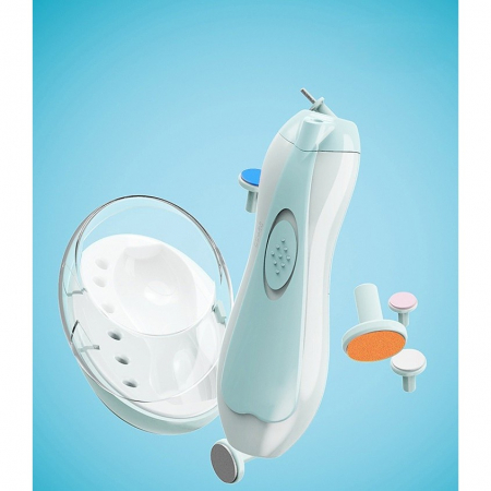 Lichidare Pila Electrica Unghii pentru Bebelusi, Flippy, 6 Piese, 15 x 4.5 x 3 cm, Silentios, 0-3 Ani, 4 Trepte de Viteza, Albastru [6]