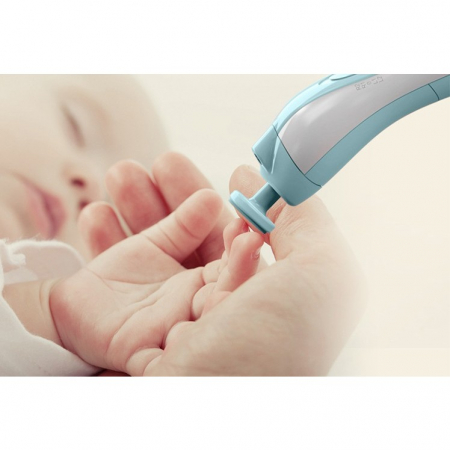 Lichidare Pila Electrica Unghii pentru Bebelusi, Flippy, 6 Piese, 15 x 4.5 x 3 cm, Silentios, 0-3 Ani, 4 Trepte de Viteza, Albastru [2]