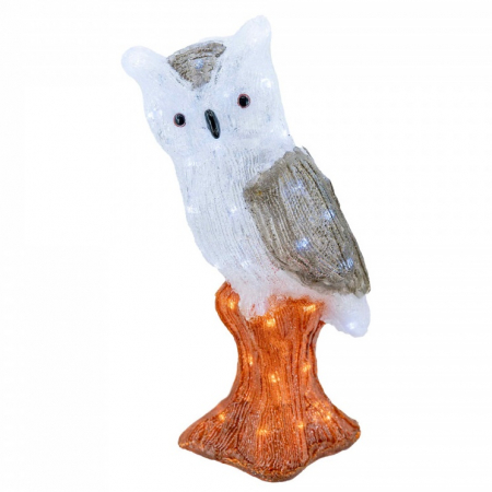 Decoratiunede exterior cu lumini, Bufnita, din acril, dimensiune 21x14x40cm, 8 jocuri de lumini, 80 led-uri, lumina rece, cablu de alimentare 3m, protectie IP44, MI-1061 [0]