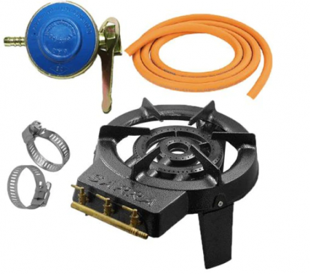 Pirostrie Sarra cu 2 arzatoare si cadru din fonta + Kit reglabil flex 2M+2 Coliere [0]