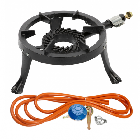 Pentru Casa si Camping - Pirostrie cu 3 picioare (arzator) + Kit reglabil gpl RH-10 + Tub flex 2M+2 Coliere