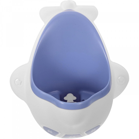 Olite - Pisoar pentru Baieti, Flippy, 0-8 Ani, in Forma de Avion, Perie Inclusa, Montare pe Perete, Carlig Autoadeziv Inclus, 29 x 33.5 cm, Alb/Albastru