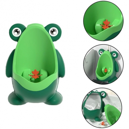 *LICHIDARE STOC* Pisoar pentru Baieti, Flippy, 0-8 Ani, in Forma de Broasca, Perie Inclusa, Montare pe Perete, Carlig Autoadeziv Inclus, 29 x 22.5 cm, Verde [2]
