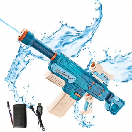 Pistol cu Apa Electric, Flippy, +6 Ani, Rezervor 500 ml, Incarcare USB, din Plastic, 69 x 5.5 x 30 cm, Albastru [2]