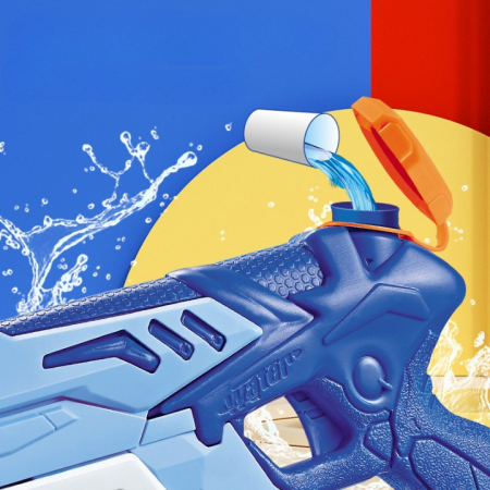 Pistol cu Apa pentru Copii, Flippy, Rezervor 300ml, Maner de Transport, Pentru Piscina/Plaja, Lungime 31.5 cm, Jucarie Distractiva, 3ani+, Albastru/Alb [1]