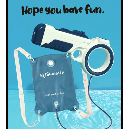 Pistol cu apa pentru copii Flippy, rezervor tip ghiozdan, 1500 ml, reglabil, material ABS/silicon, distanta improscare 8 metri, tragaci cu presiune, 12.5 x 28 cm, albastru [7]
