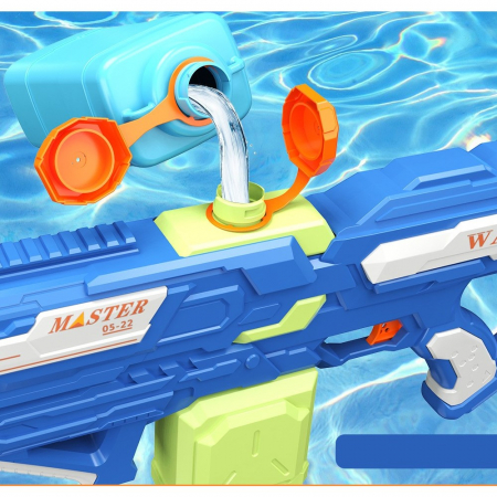 Pistol cu Apa pentru Copii, Rezervor 600ml, Flippy, 14ani+, cu baterie 1200mAh, Electric Burst, Albastru/Verde, 800ML [6]