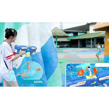Pistol cu Apa pentru Copii, Rezervor 600ml, Flippy, 14ani+, cu baterie 1500mAh, Electric Burst, Albastru/Verde, 800ML [2]