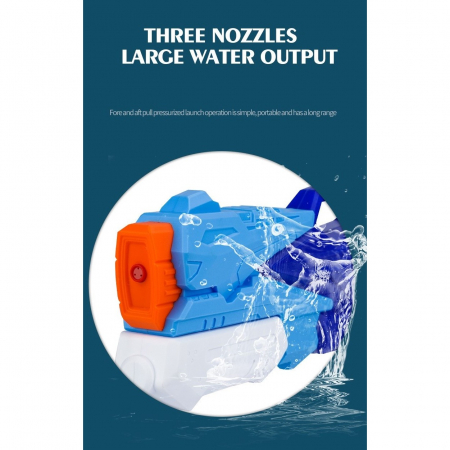 Pistol cu Apa pentru Copii, Rezervor, Pentru Piscina/Plaja, Flippy, 6ani+, 3 duze, Albastru, 500ML [6]