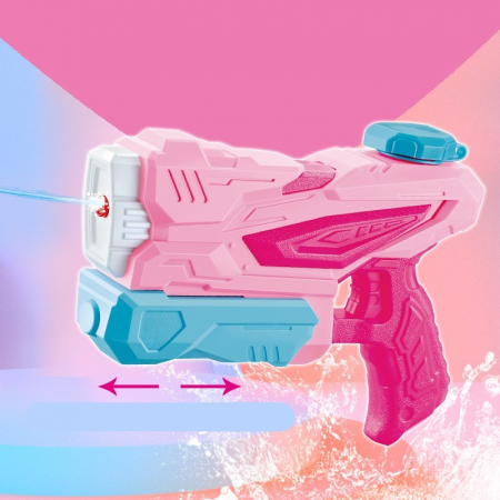 Pistol cu Apa pentru Copii, Rezervor, Pentru Piscina/Plaja, Flippy, 6ani+, 3 duze, Roz, 300ML [3]