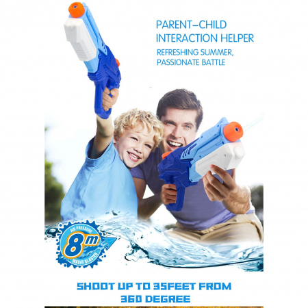 Pistol cu Apa pentru Copii, Rezervor, Pentru Piscina/Plaja, Flippy, 6ani+, Albastru, 600ML [5]