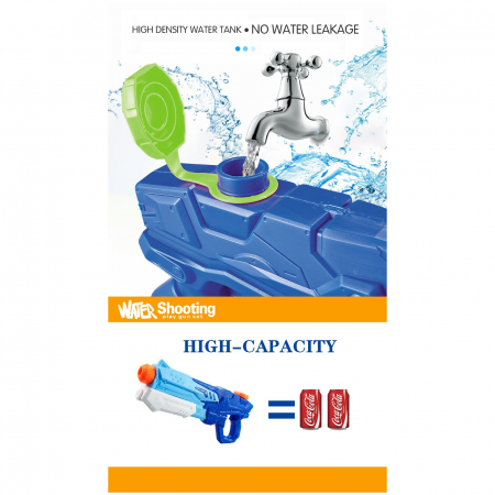 Pistol cu Apa pentru Copii, Rezervor, Pentru Piscina/Plaja, Flippy, 6ani+, Albastru, 600ML [6]