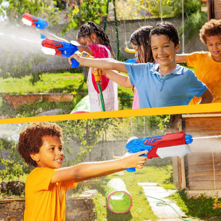 Pistol cu Apa pentru Copii, Rezervor, Pentru Piscina/Plaja, Flippy, 6ani+, Albastru deschis/Rosu, 300ML [2]