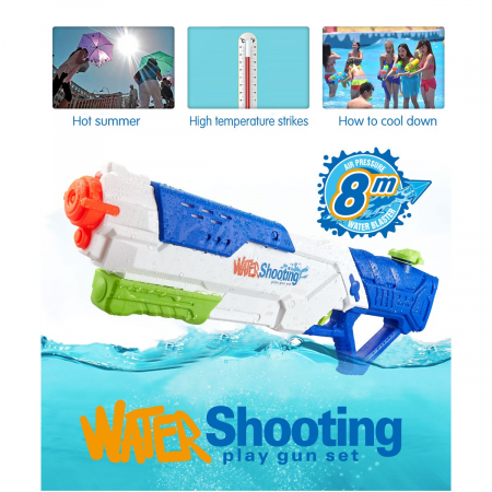 Pistol cu Apa pentru Copii, Rezervor, Pentru Piscina/Plaja, Flippy, 6ani+, Multicolor, 1200ML [8]