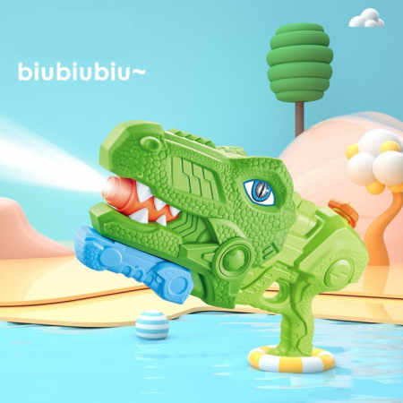 Pistol cu Apa pentru Copii, Rezervor, Pentru Piscina/Plaja, Flippy, 6ani+, Tiranozaur, 3 duze, Verde, 1440ML [2]