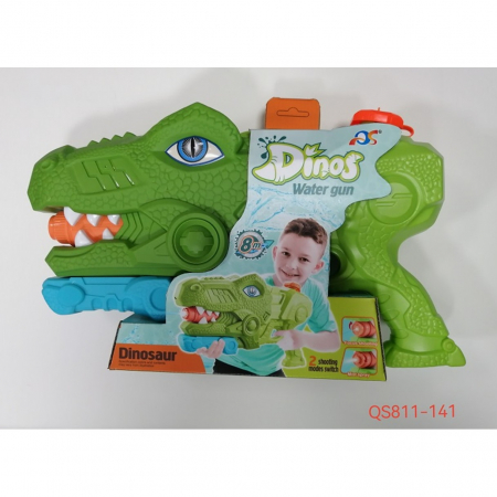 Pistol cu Apa pentru Copii, Rezervor, Pentru Piscina/Plaja, Flippy, 6ani+, Tiranozaur, 3 duze, Verde, 1440ML [6]