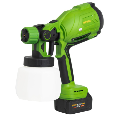 Pistoale electrice de vopsit - Pistol de vopsit pe acumulator PROCRAFT PSE24, 20V, 1000 ml, debit 380 ml/min, ACUMULATORUL NU ESTE INCLUS