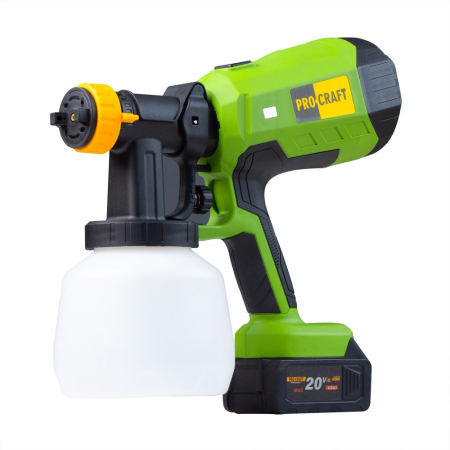 Pistoale electrice de vopsit - Pistol de vopsit pe acumulator PROCRAFT PSE40, 20 V, Brushless, debit vopsea 750 ml/min, 4 duze