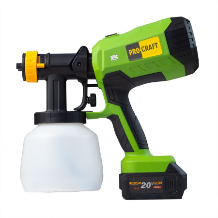 Pistol de vopsit pe acumulator PROCRAFT PSE40, 20 V, Brushless, debit vopsea 750 ml/min, 4 duze [2]