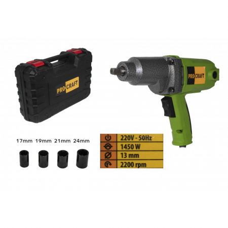 Pistol electric cheie cu impact, Procraft ES1450, 1450W, 450Nm [0]