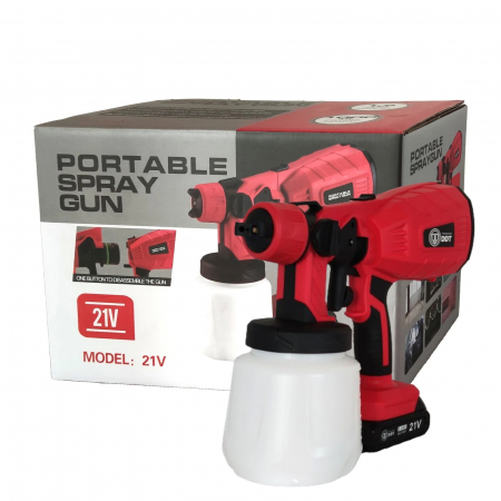Pistoale electrice de vopsit - Pistol electric de vopsit DDT cu 2 acumulatori,1000 ml, 210 V