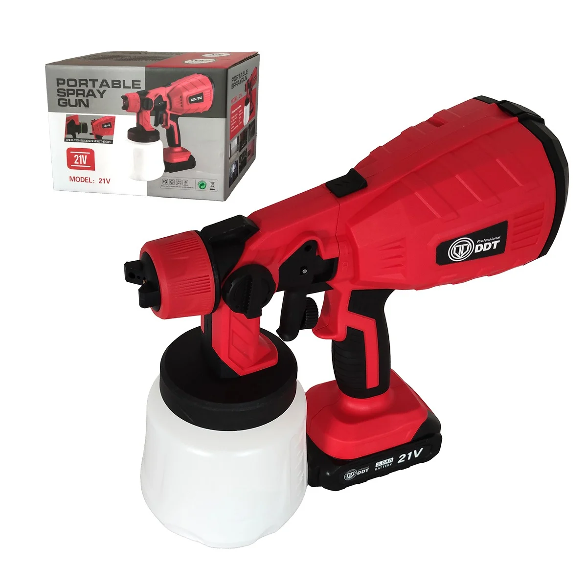 Pistol electric de vopsit DDT cu 2 acumulatori,1000 ml, 210 V [5]