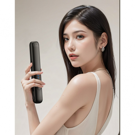 Lichidare Placa de Par fara Fir, Flippy, Adaptor Tip C, Tensiune 5V, Capacitate Baterie 3000 mAh, Indreptat, Ondulat, 4 Trepte de Temperatura, 21.8 x 3.1 x 3.4.1 cm, Negru [9]