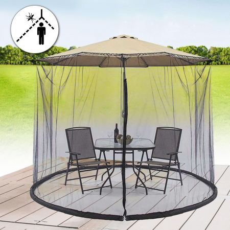 Plasa anti-tantari si insecte Flippy, pentru umbrela de soare, inaltime 2.4 m, diametru 3.8 metri, circumferinta negru [3]