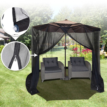 Plasa anti-tantari si insecte Flippy, pentru umbrela de soare, inaltime 2.4 m, diametru 3.8 metri, circumferinta negru [1]