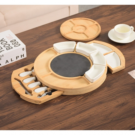 Platou Festiv, Flippy, din Lemn, pentru Branzeturi si Aperitive, 18 Piese, Maro [3]