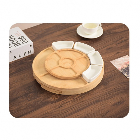 Platou Festiv, Flippy, din Lemn, pentru Branzeturi si Aperitive, 18 Piese, Maro [2]