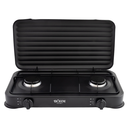Plite & aragaze - Plita cu doua arzatoare pe gaz si aprindere electrica BoHM BG-M-002-B 4.4 kW