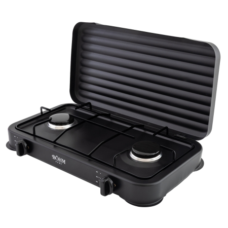 Plita cu doua arzatoare pe gaz si aprindere electrica BoHM BG-M-002-B 4.4 kW [3]