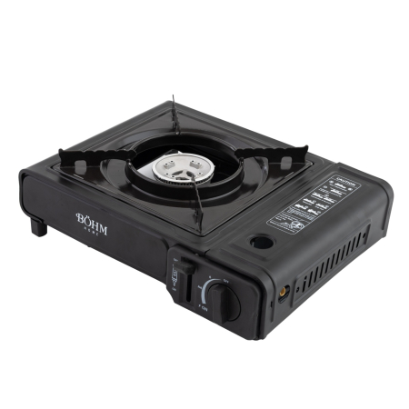 Plita cu un arzator pe gaz Camping BoHM BG-K-001+L, GPL, 2.3 kW, Racord metalic extern pentru furtun de gaz [1]