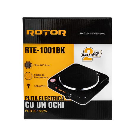 Plita electrica cu 1 ochi ROTOR RTE-1001BK, 1000W, o155 mm, temperatura reglabila [4]