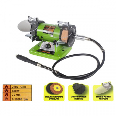 Polizor de banc cu gravor procraft pbg 400w 10000rpm 75mm [1]