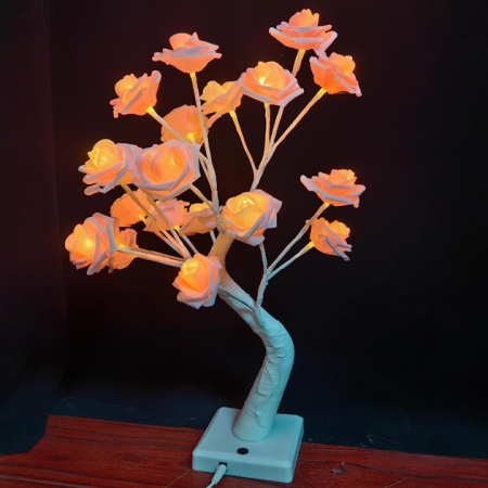 Brazi de Craciun - Pomisor decorativ sarbatori, iluminat 24 LED roz, 50 cm