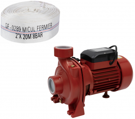 Pompe de suprafata - Pompa apa de suprafata FHM-2'', 1500 W, 2850 rpm, 415 l/min, aspiratie 7 m, refulare 15 m + Furtun 2" 20m