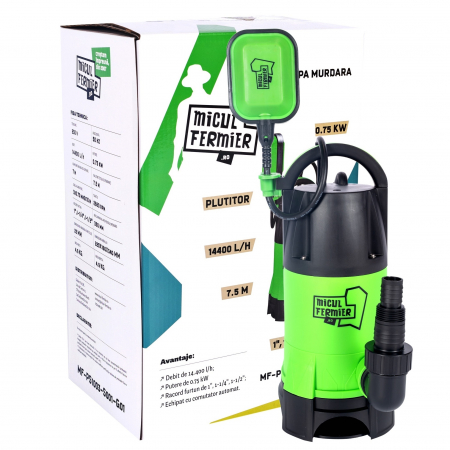 Pompe apa menajera cu si fara tocator - Pompa apa murdara cu tocator si plutitor, 750 W, 14400 l/h, 7.5 m