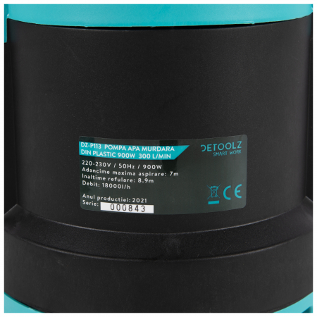 Pompa apa murdara Detoolz din plastic 900W 300l/min, refulare 16 m [2]