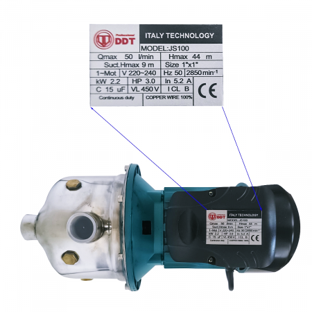 Pompa autoamorsanta de suprafata , DDT, JS100, 2200 W, 3000l/h [4]