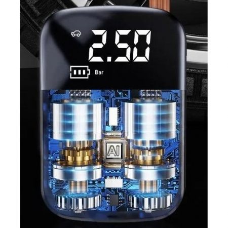 Pompa de Aer Wireless, Flippy, Portabila, 150 PSI, Pentru Anvelope si Mingi, Baterie 2000 mAh, Afisaj Digital, 12.7 x 8.5 cm, Negru [4]
