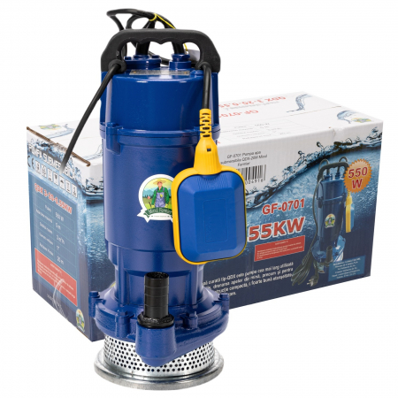 Pompa de apa submersibila 550 W, 20 m, 1", cu flotor, 3 mc/h, GF-0701 [0]