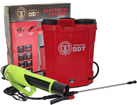 Pompe de stropit cu acumulator - Pompa de stropit cu acumulator DDT Profesional 12 L, 12 V, 2.3 MPA, Complet accesorizata + Atomizor portabil