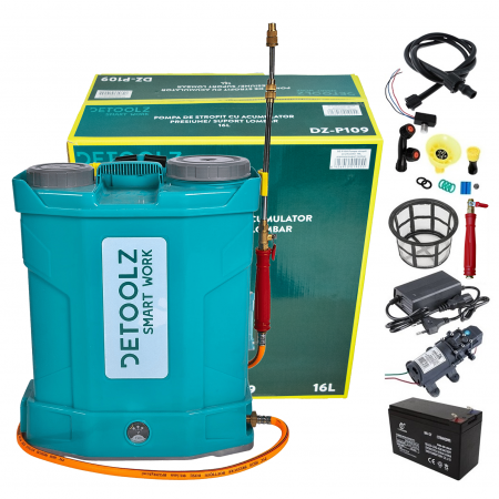 Pompa de stropit cu acumulator Detoolz DZ-P109, 16 L, 12 V, 2.7 MPA, Complet accesorizata [0]