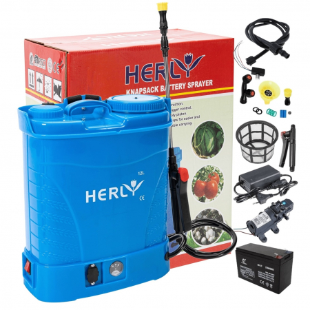 Pompa de stropit cu acumulator Herly 12 L, 12 V, 2.3 MPA, Complet accesorizata [0]