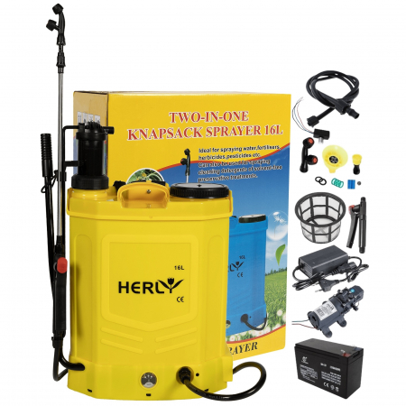 Pompe de stropit cu acumulator - Pompa de stropit cu acumulator & manuala, 2 in 1 Herly 16 L, 12 V, 2.3 MPA, Complet accesorizata - Copie