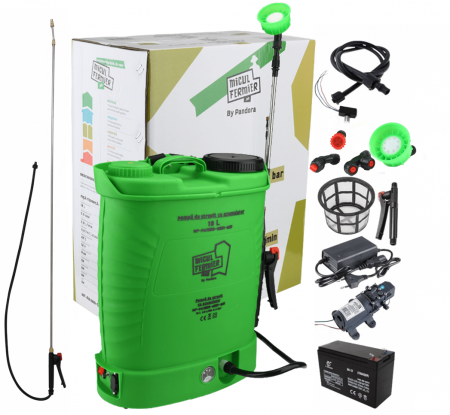 Pompe de stropit cu acumulator - Pompa de stropit cu acumulator Micul Fermier 18 L, 12 V, 2.3 MPA + Lance extensibila 2.8 m