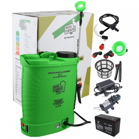 Pompe, motopompe, sisteme de irigat si stropit - Pompa de stropit cu acumulator Micul Fermier 18 L, 12 V, 5.5 bar